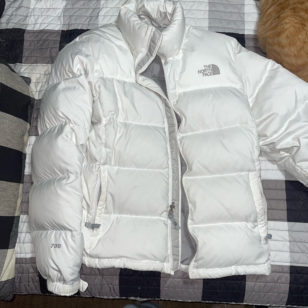 White north face puffer